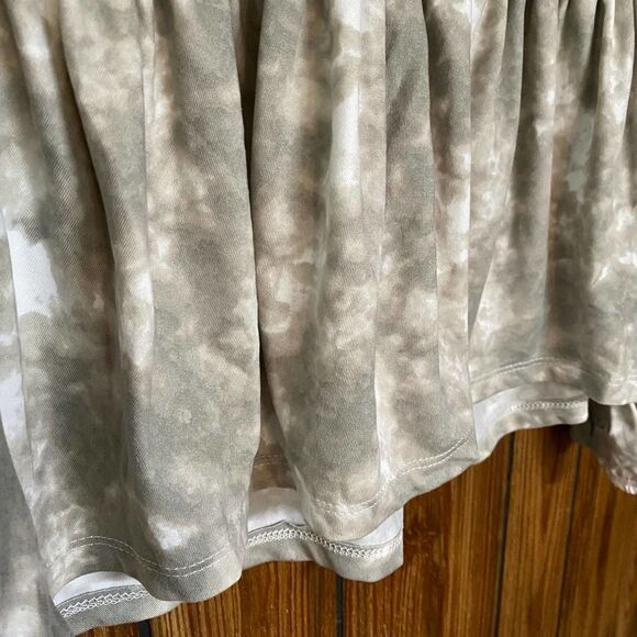 MOD Lusive Long Cuff Sleeve Tie Dye Peplum V-Neck Top Medium Blouse Green Gray - Picture 6 of 11